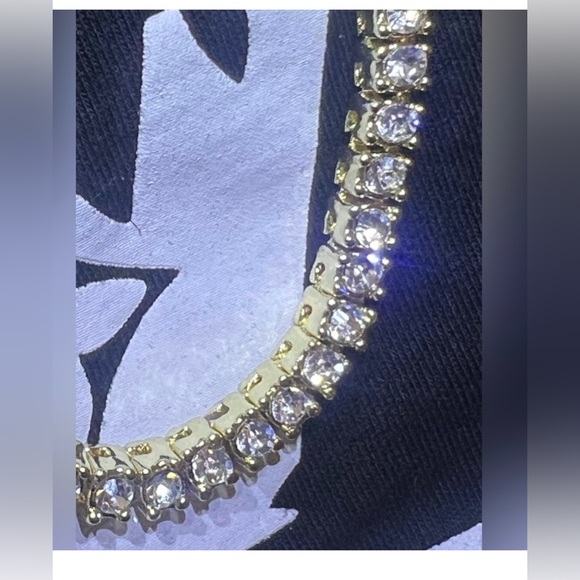 Gold Tennis chain necklace 14k gold fill with VVS CZS - Picture 7 of 10